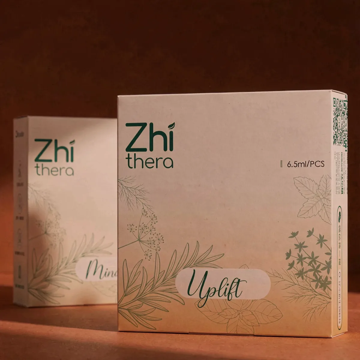Zhithera refillable cartridge boxes, front box labeled "Uplift", 6.5 ml per piece