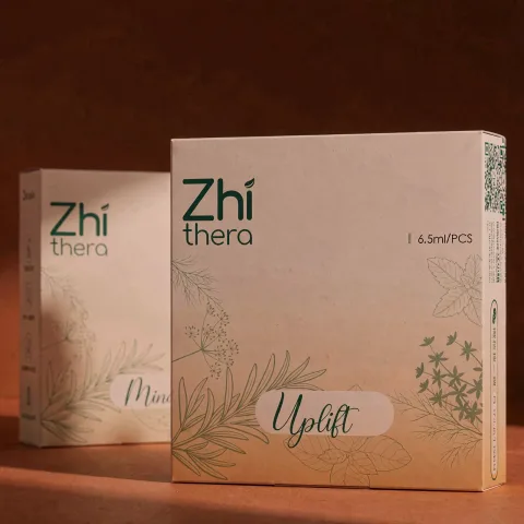 Zhithera refillable cartridge boxes, front box labeled "Uplift", 6.5 ml per piece